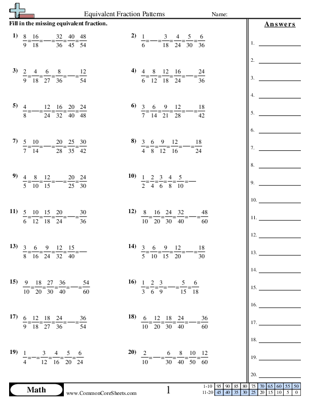 Fraction Worksheets - Filling in a pattern worksheet